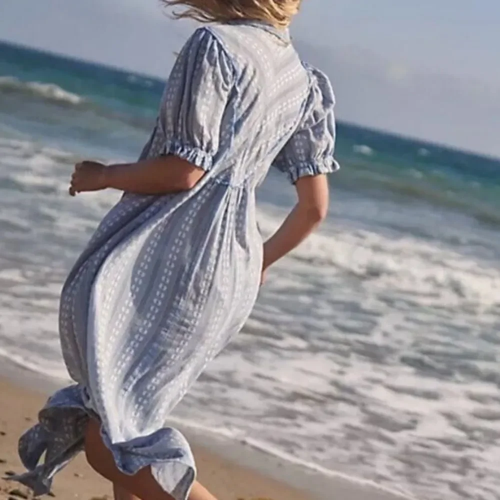 NWT FREE PEOPLE Sz XS RODEO MIDI DRESS EMBROIDERED SHIRT DRESS_6